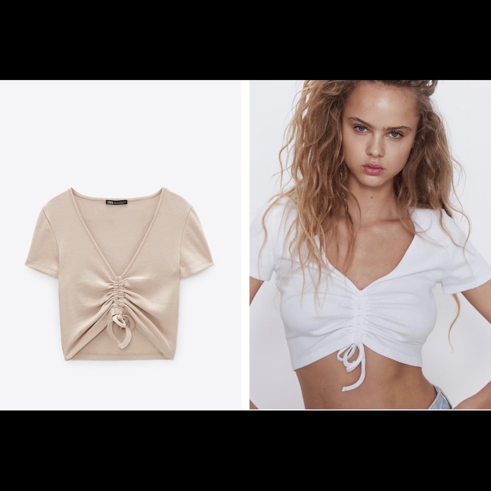 Two Zara gathered tie crop tops!